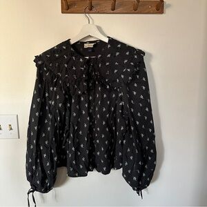 Black Floral Ruffled blouse